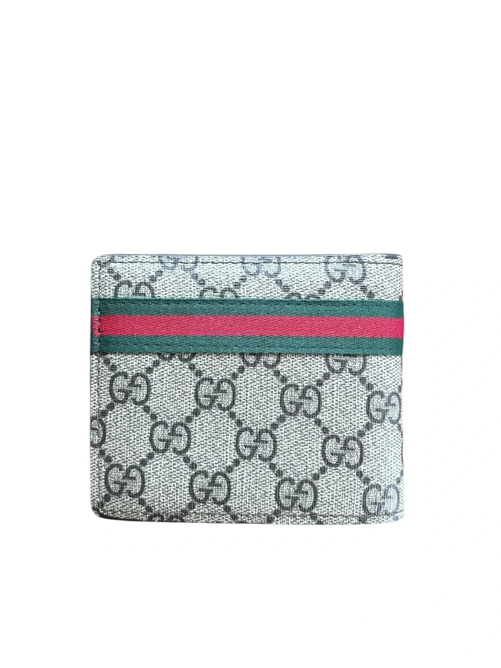 Gucci Monogram Canvas Bi-Fold Wallet with Green & Red Web